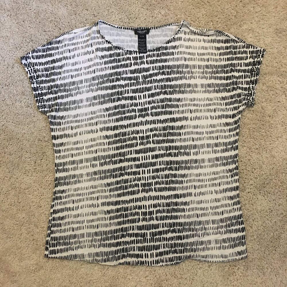 Olsen Europe Rhinestone Viscose Tally Graphic Tee Black White L/14 - Picture 12 of 16